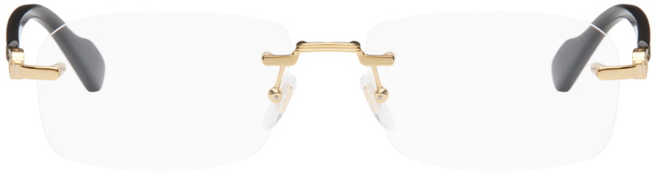 Photo: Gucci Gold & Black Rimless Glasses