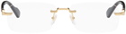 Gucci Gold & Black Rimless Glasses
