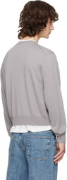TONYWACK Gray Extrafine Wool Crew Neck Knit Sweater