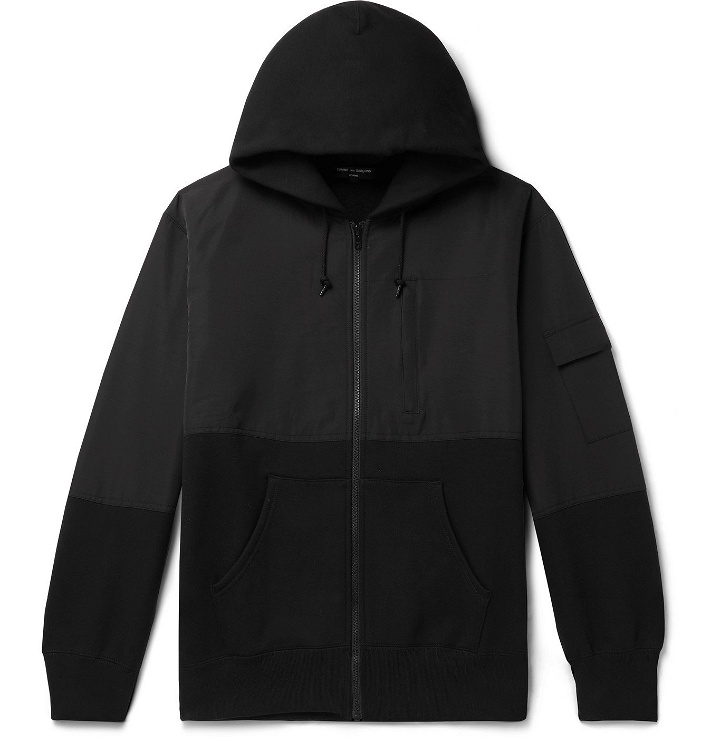 Photo: Comme des Garçons HOMME - Panelled Fleece-Back Cotton-Jersey and Shell Zip-Up Hoodie - Black