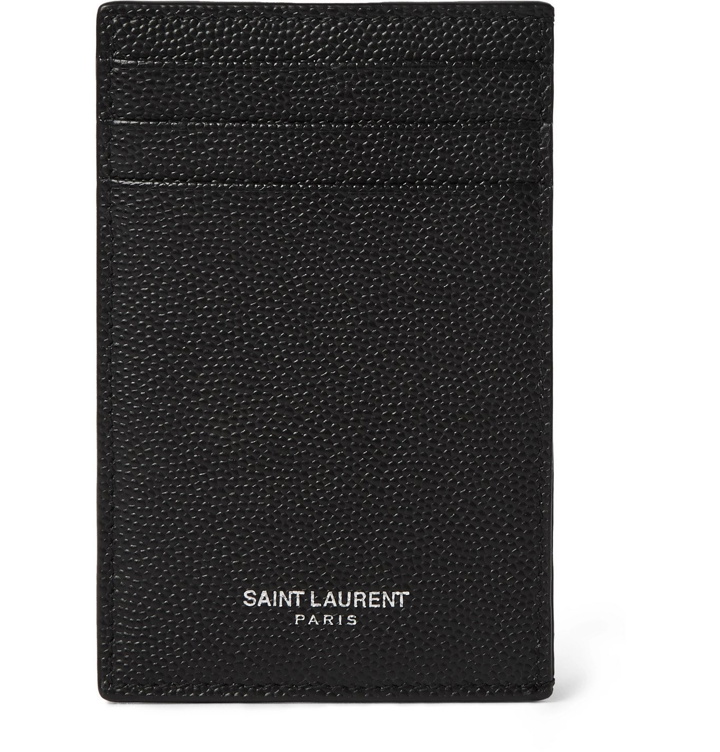 Photo: SAINT LAURENT - Pebble-Grain Leather Cardholder with Money Clip - Black