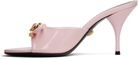 Versace Pink Opera Bow Patent Mule Heeled Sandals