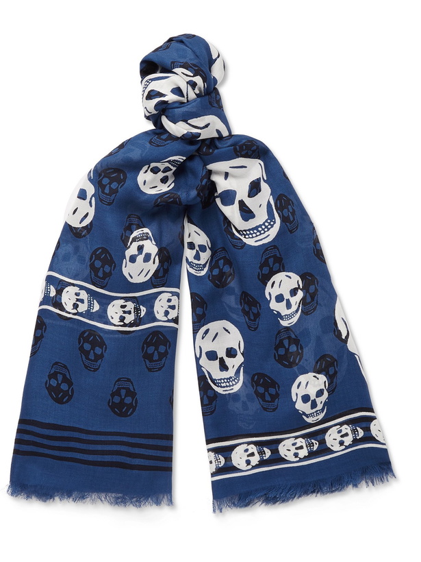 Photo: ALEXANDER MCQUEEN - Fringed Logo-Print Modal Scarf