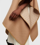 Ferragamo - Leather-trimmed wool poncho
