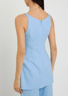 Faithfull The Brand Syna Darted Linen top Light Blue