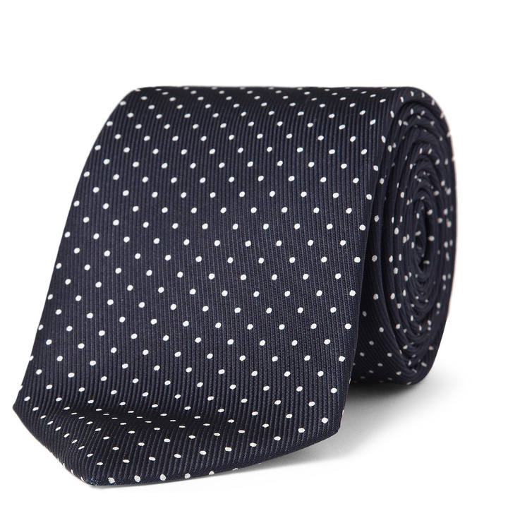 Photo: Turnbull & Asser - 8cm Polka-Dot Silk Tie - Blue