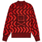 Acne Studios Keith Cross Bones Face Relaxed Crew Knit in Black/Sharp Red