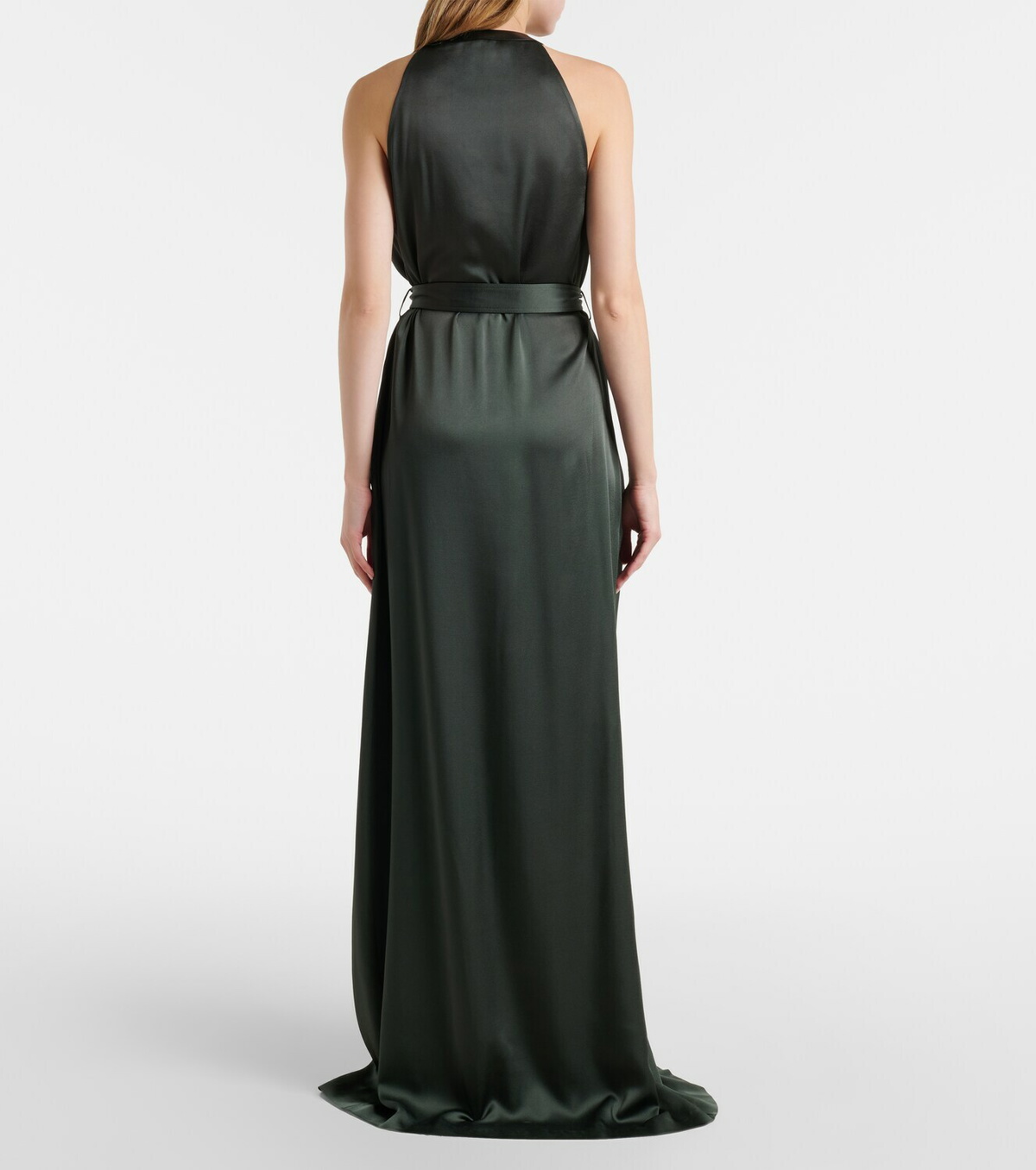 Tom Ford Belted satin crêpe halterneck gown
