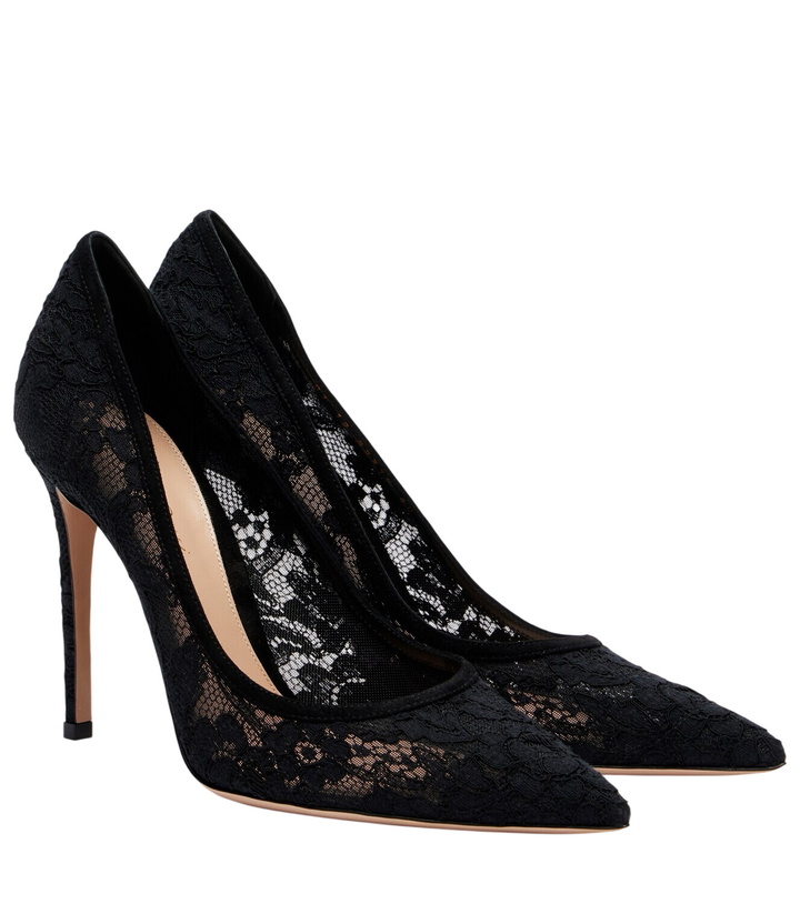 Photo: Gianvito Rossi Claudia suede-trimmed lace pumps