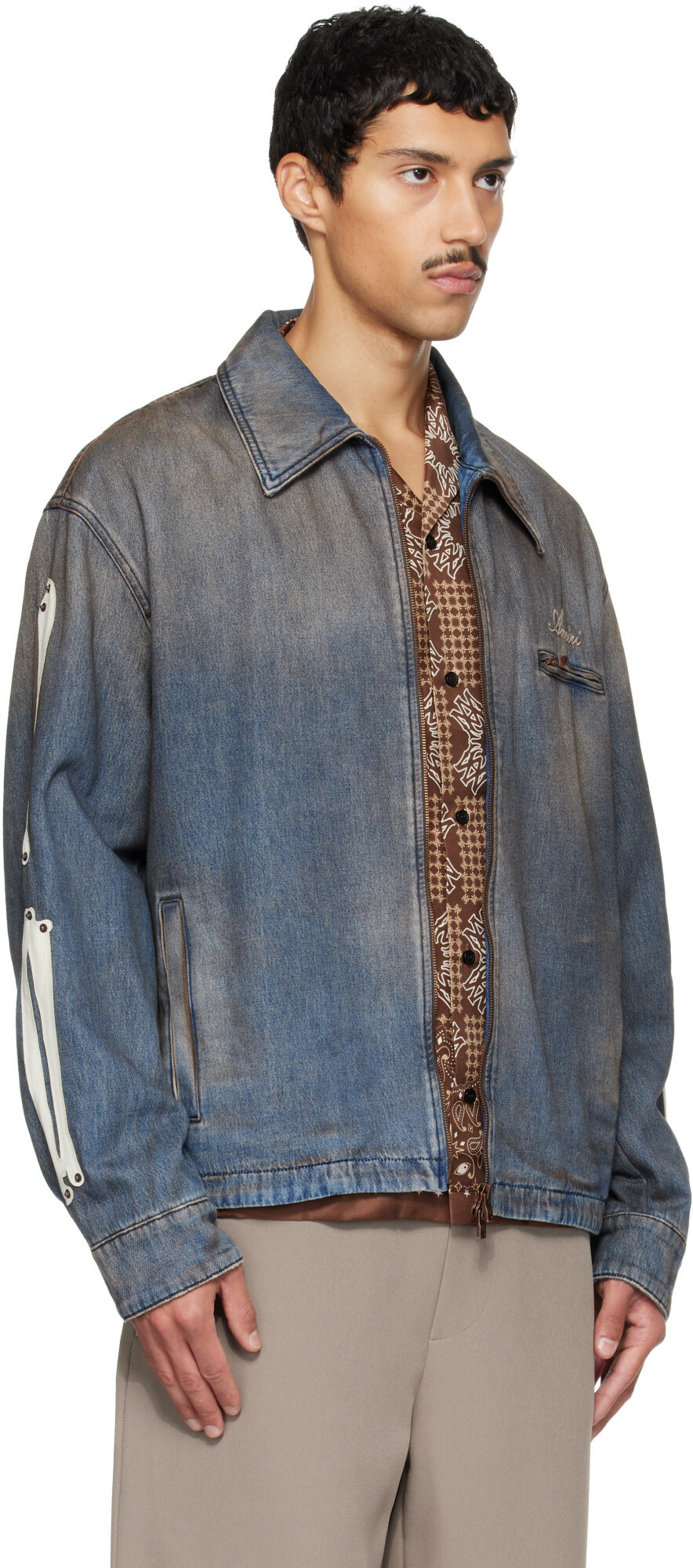AMIRI Blue Bones Denim Blouson Jacket
