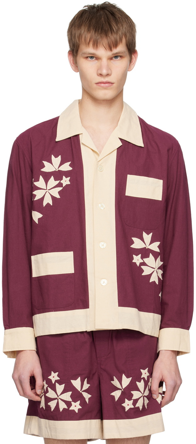 Bode White Ivy Appliqué Shirt