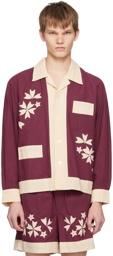 Bode Red Moonflower Appliqué Shirt