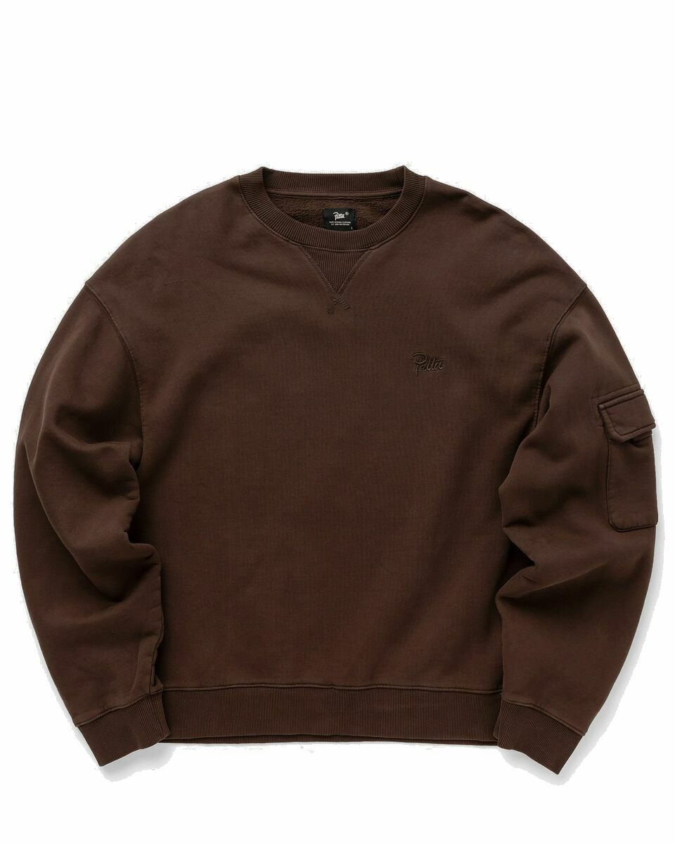 Photo: Patta Basic Pigment Dye Boxy Crewneck Sweater Brown - Mens - Hoodies