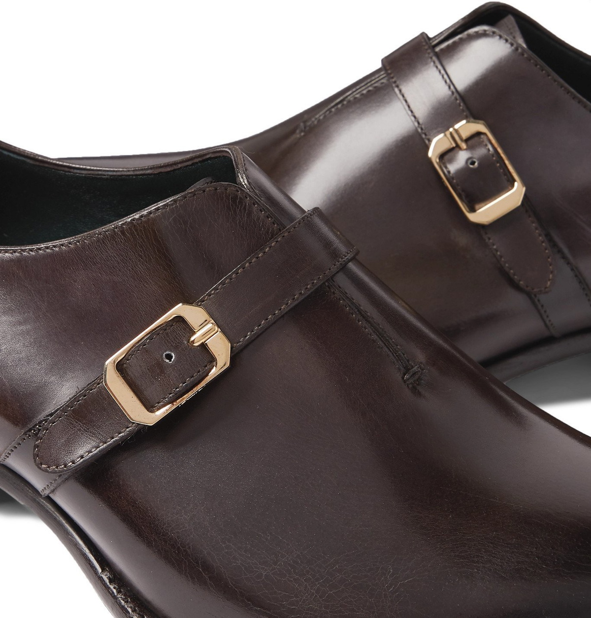 BRIONI - Benedict Burnished-Leather Monk-Strap Shoes - Brown  display picture 2