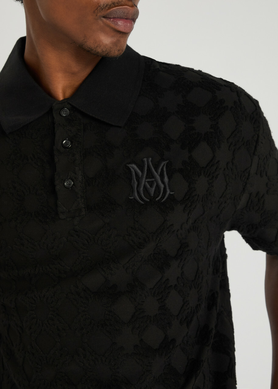 Amiri Logo-jacquard Cotton-blend Polo Shirt Black