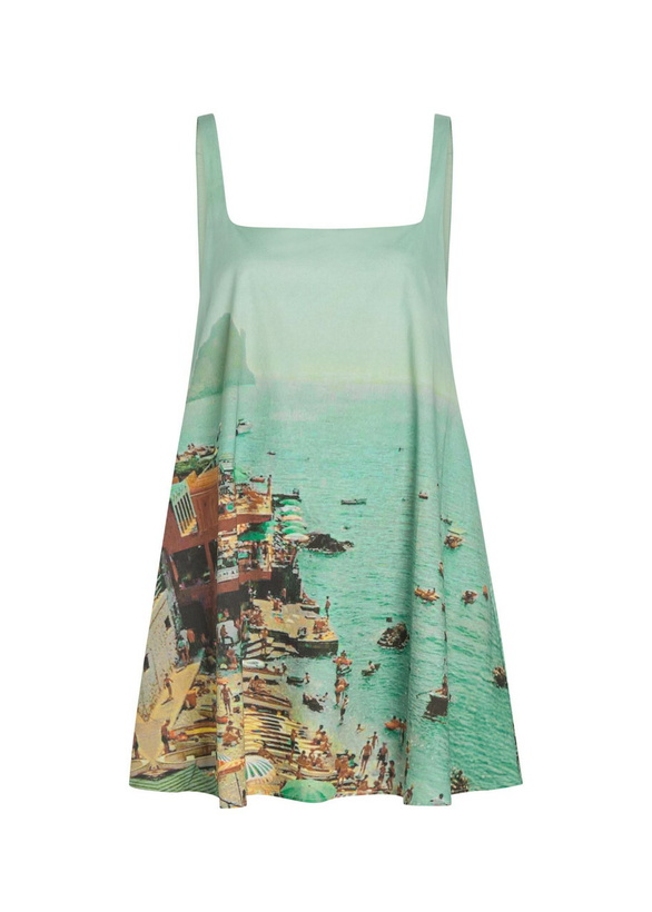 Photo: Staud Brio Printed Stretch-cotton Mini Dress Blue