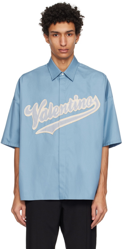 Photo: Valentino Blue Embroidered Shirt