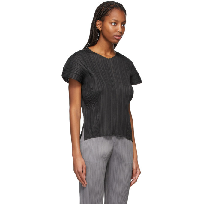 Pleats Please Issey Miyake Black Mellow Pleats T-Shirt Pleats Please Issey  Miyake