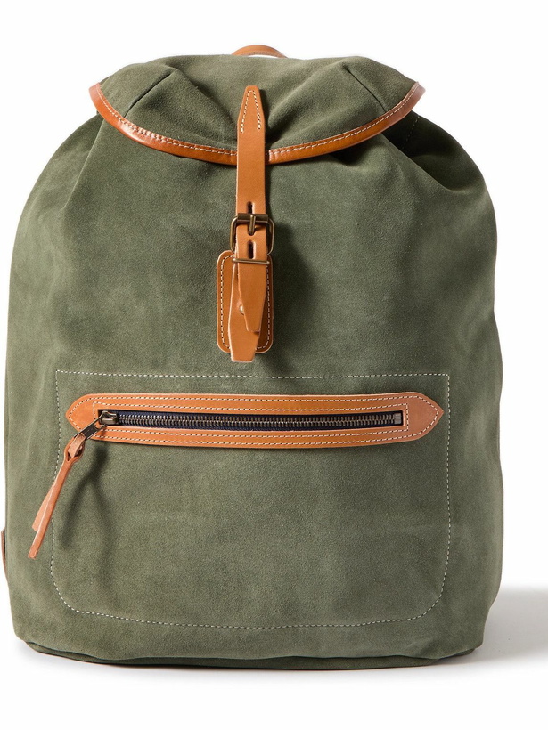 Photo: Bleu de Chauffe - Camp Leather-Trimmed Suede Backpack