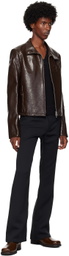 Courrèges Brown Zipped Vinyl Biker Jacket