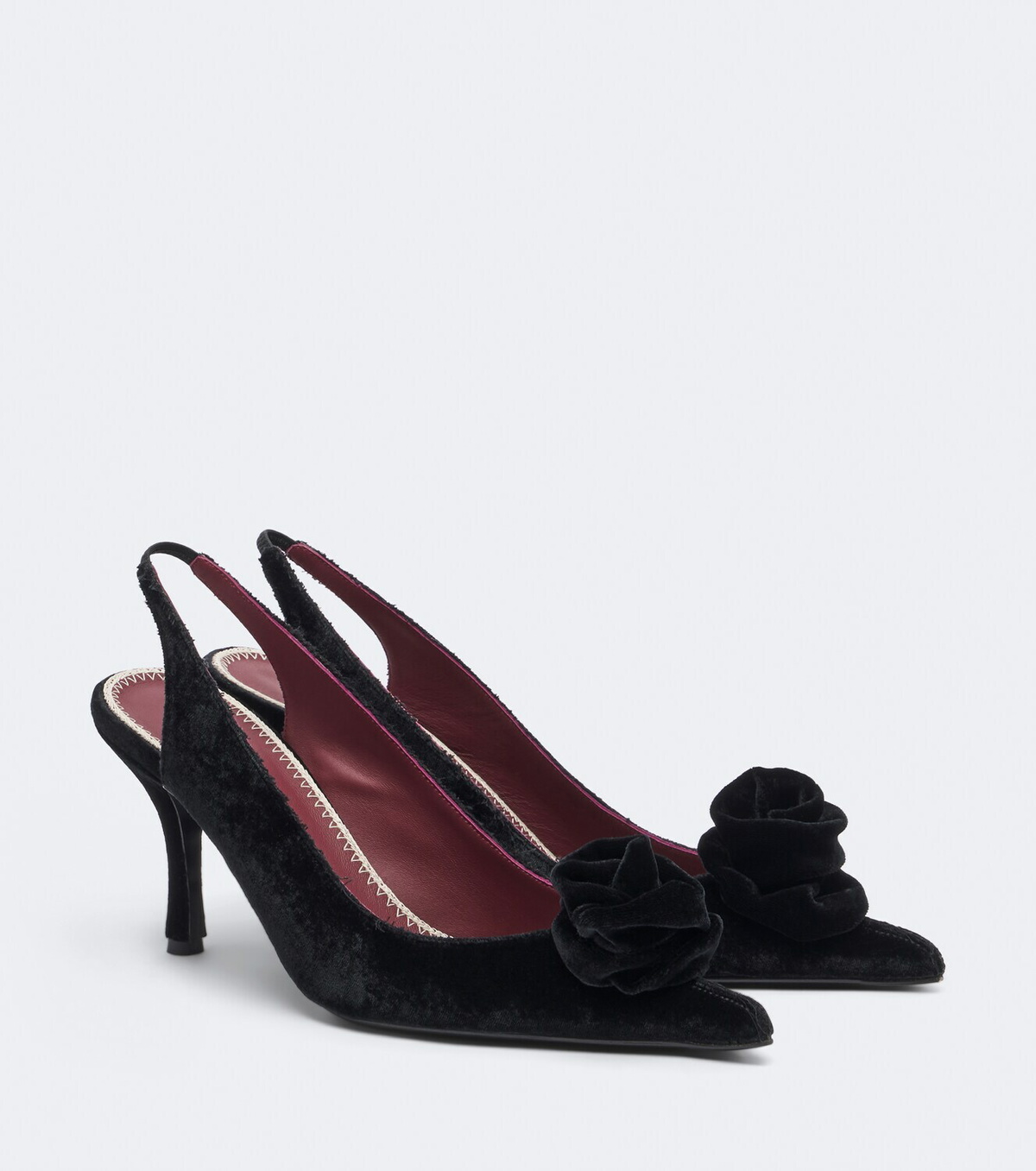 Magda Butrym Floral-appliqué velvet slingback pumps