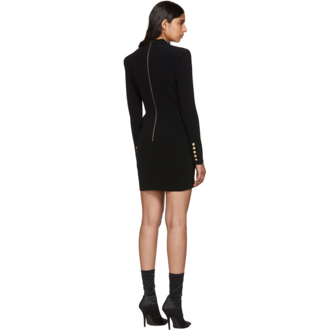 Balmain Black Cross-Over Six-Button Dress Balmain