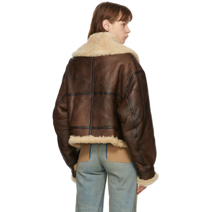 R13 Brown Shearling Aviator Jacket R13