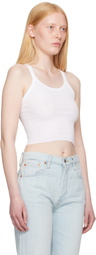 Re/Done White Hanes Edition Cropped Ribbed Tank Top