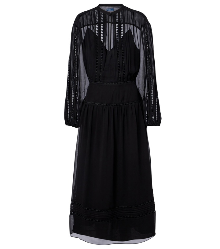 Polo Ralph Lauren Shirred striped silk-blend midi dress Polo Ralph Lauren