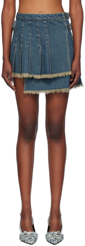 Photo: Feng Chen Wang Blue Pleated Denim Miniskirt