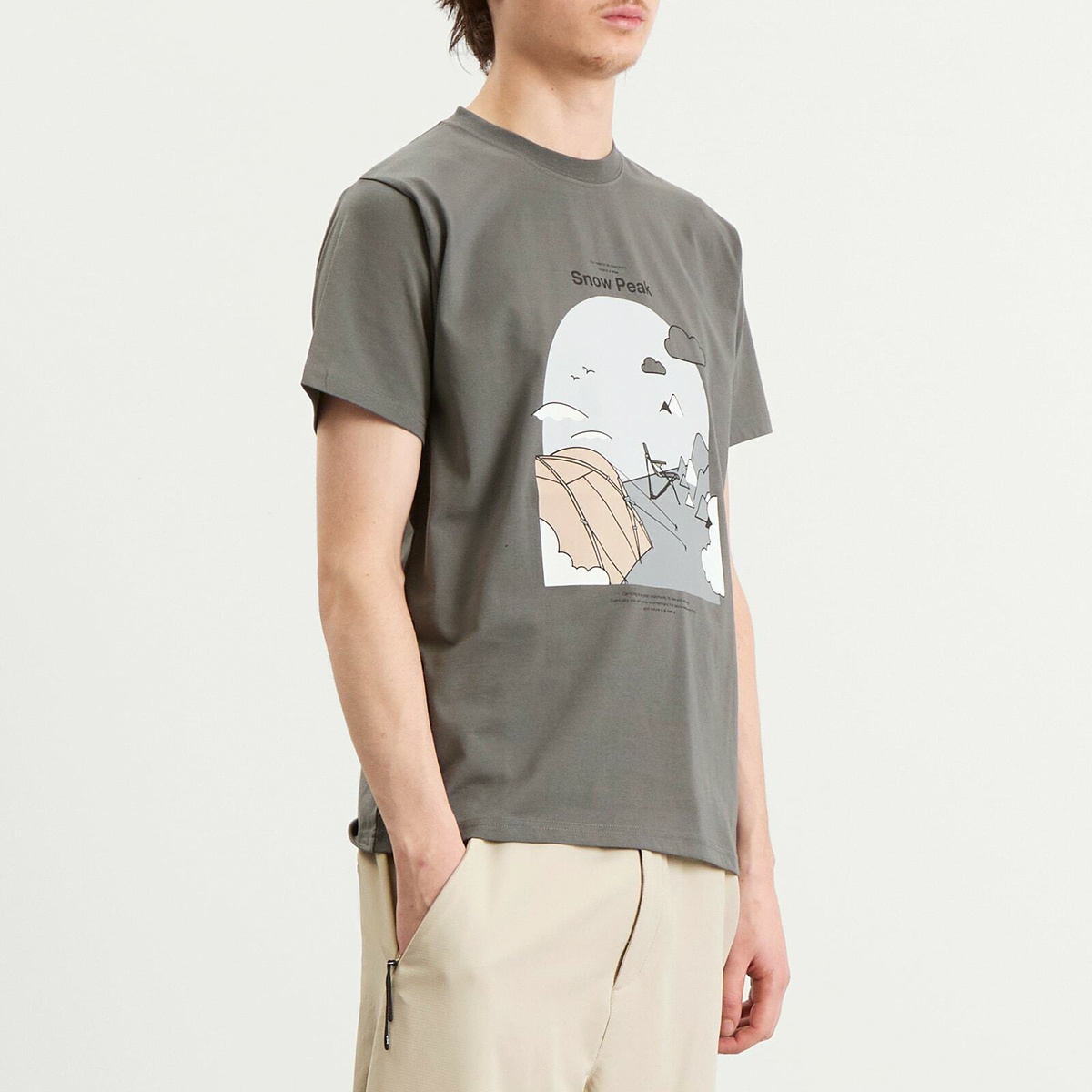 Snow Peak Men's Camping Graphic T-Shirt in Grey