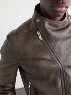 Rick Owens - Release Panelled Full-Grain Leather Jacket - Brown