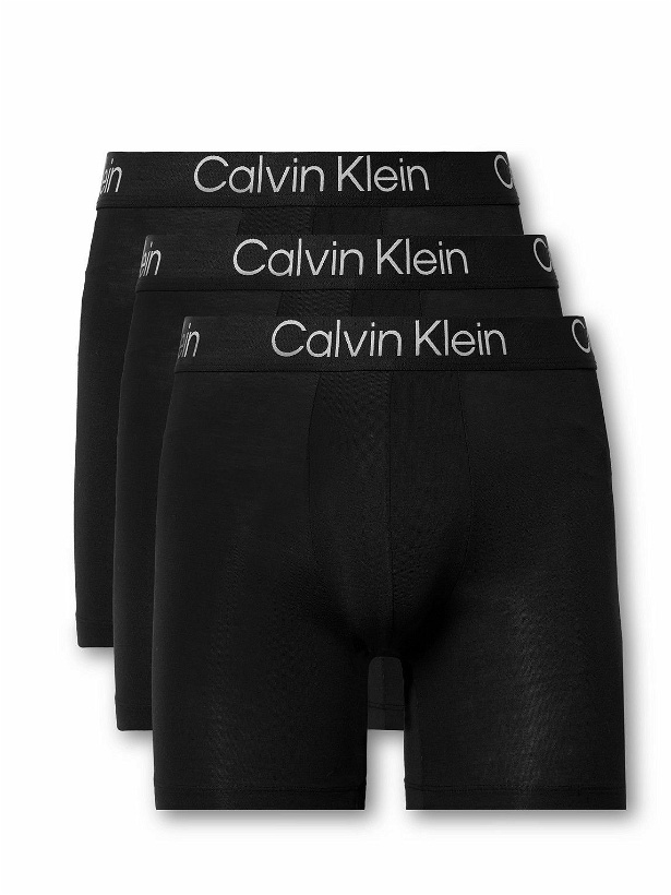 Photo: Calvin Klein Underwear - Ultra Soft Modern Three-Pack Stretch-Modal Boxer Briefs - Black