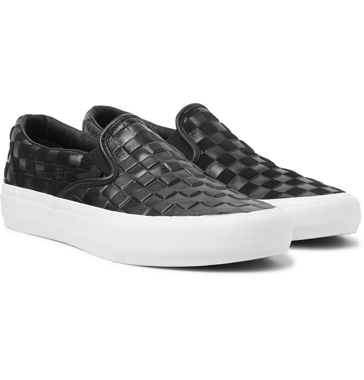 Photo: Vans - Engineered Garments OG Classic LX Checkerboard Leather and Suede Slip-On Sneakers - Black