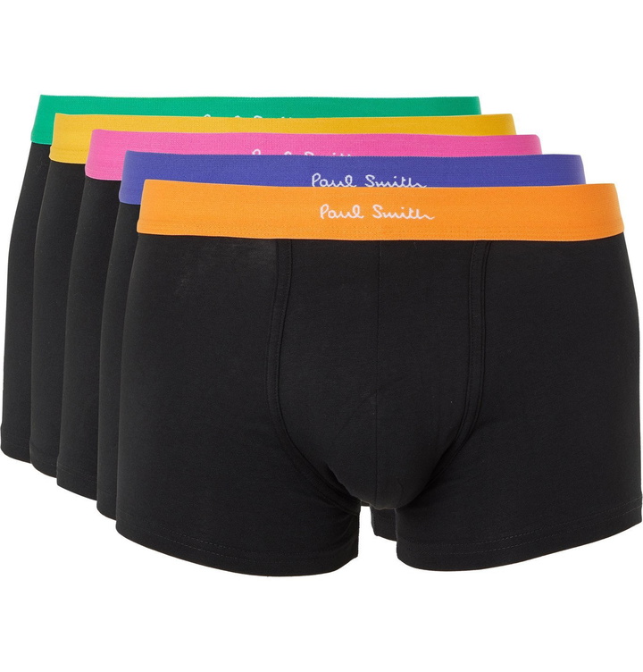 Photo: Paul Smith - Five-Pack Stretch-Cotton Boxer Briefs - Black