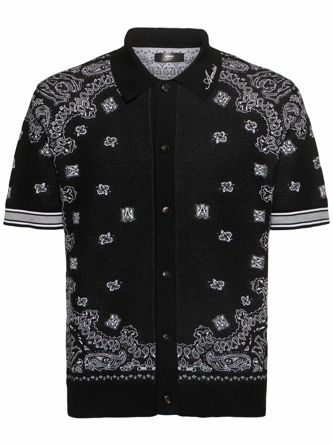 AMIRI Men's Checkered Oversized Woven Polo in Burnt Orange Amiri