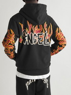 Palm Angels - Distressed Logo-Print Cotton-Jersey Hoodie - Black