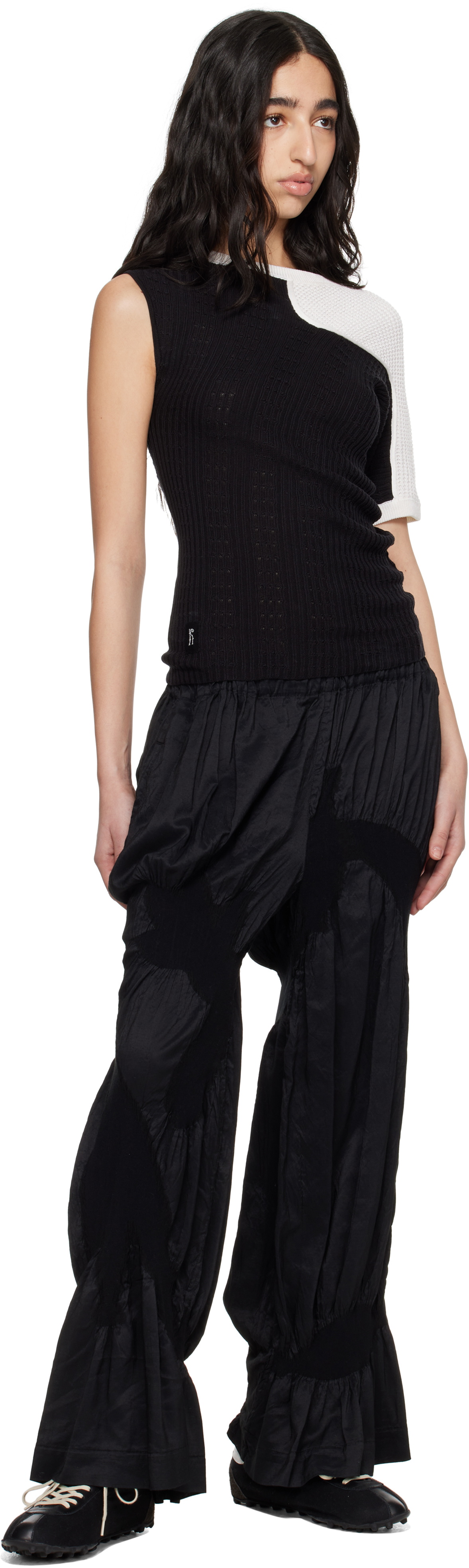 Kiko Kostadinov Black & White Nomas Asymmetric Knit Raglan Sweater