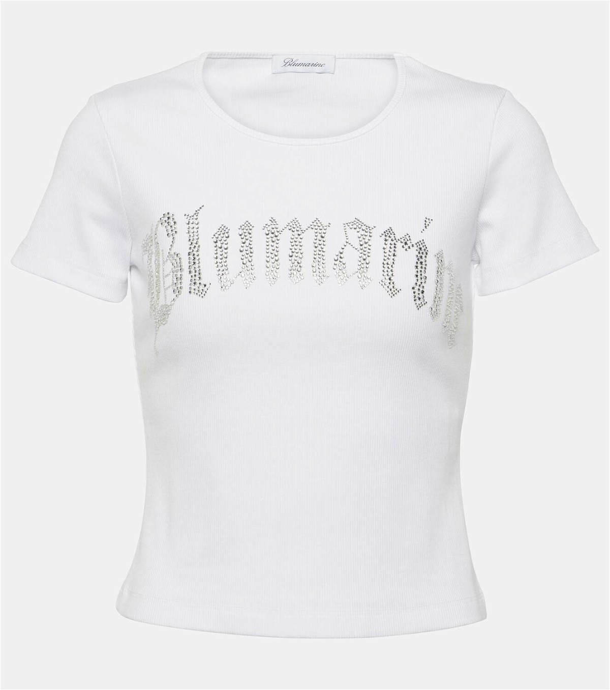 Blumarine Logo embellished cotton jersey T-shirt Blumarine