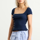 Damson Madder Women's Posie Short Sleeve T-Shirt in Navy