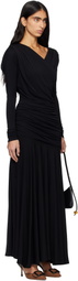 GANNI Black Ruched Maxi Dress