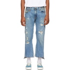 R13 Blue Double Kick Back Jeans