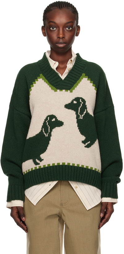 Photo: S.S.Daley Green & Off-White Intarsia Sweater
