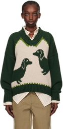 S.S.Daley Green & Off-White Intarsia Sweater