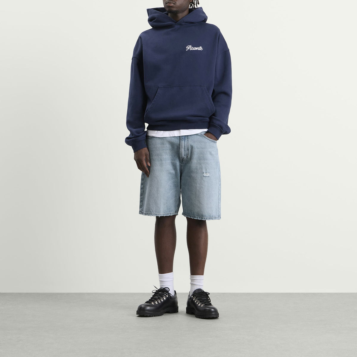 Picante Men's Distressed Denim Short in Thrashed Blue
