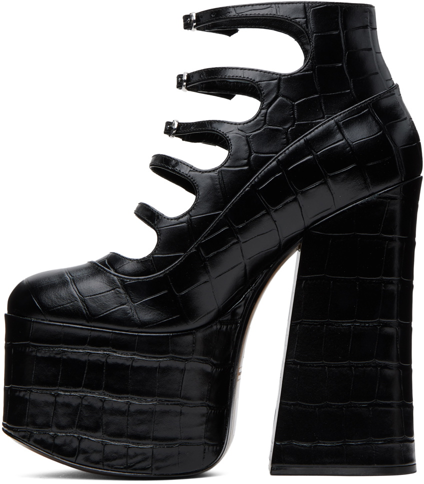 Marc Jacobs Black 'The Croc Embossed Kiki' Heels