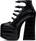 Marc Jacobs Black 'The Croc Embossed Kiki' Heels