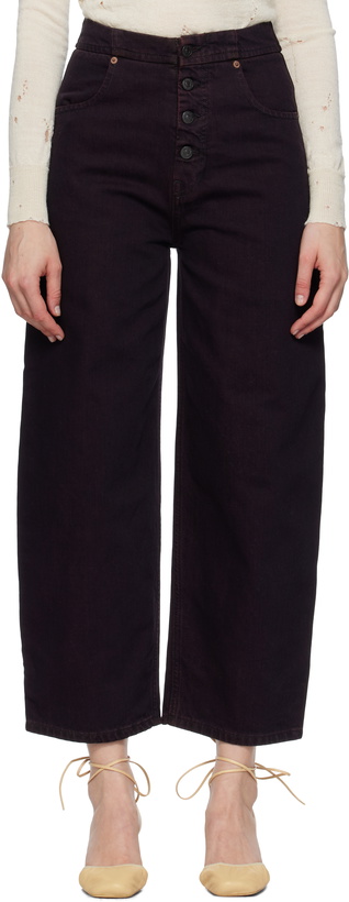 Photo: MM6 Maison Margiela Burgundy Barrel-Leg Jeans