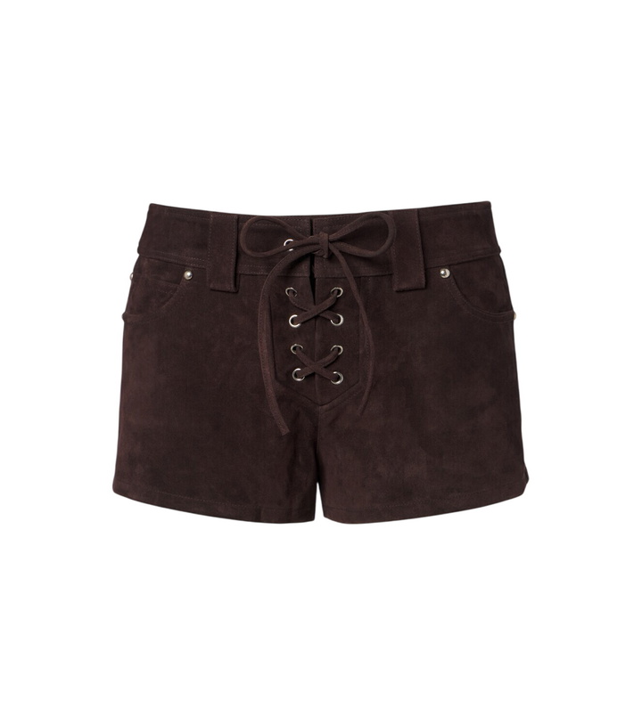 Photo: Staud Geo suede shorts