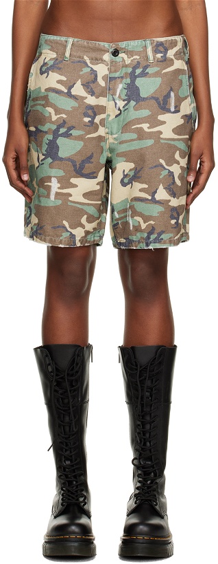 Photo: ERL Green Camouflage Shorts